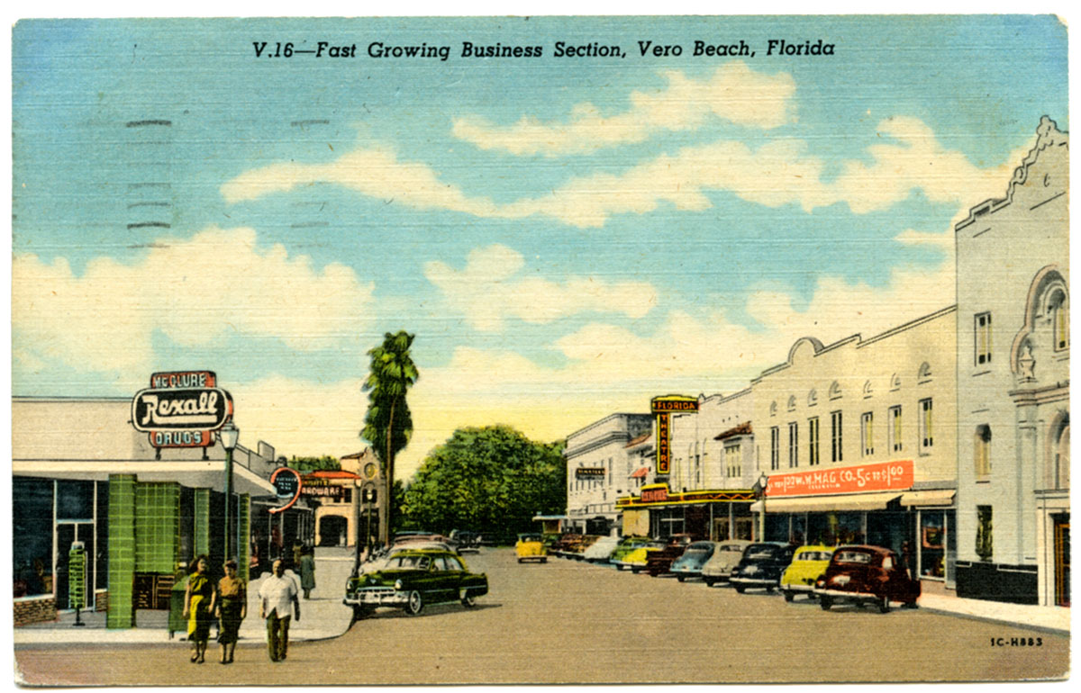 1950 postcard boasts of Vero Beach’s fast-growing downtown
