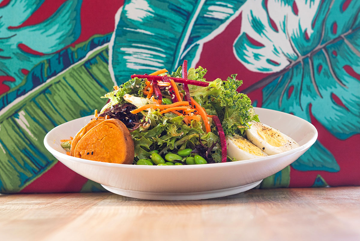 One of the restaurant’s signature salads, the “Buddha Bowl,”